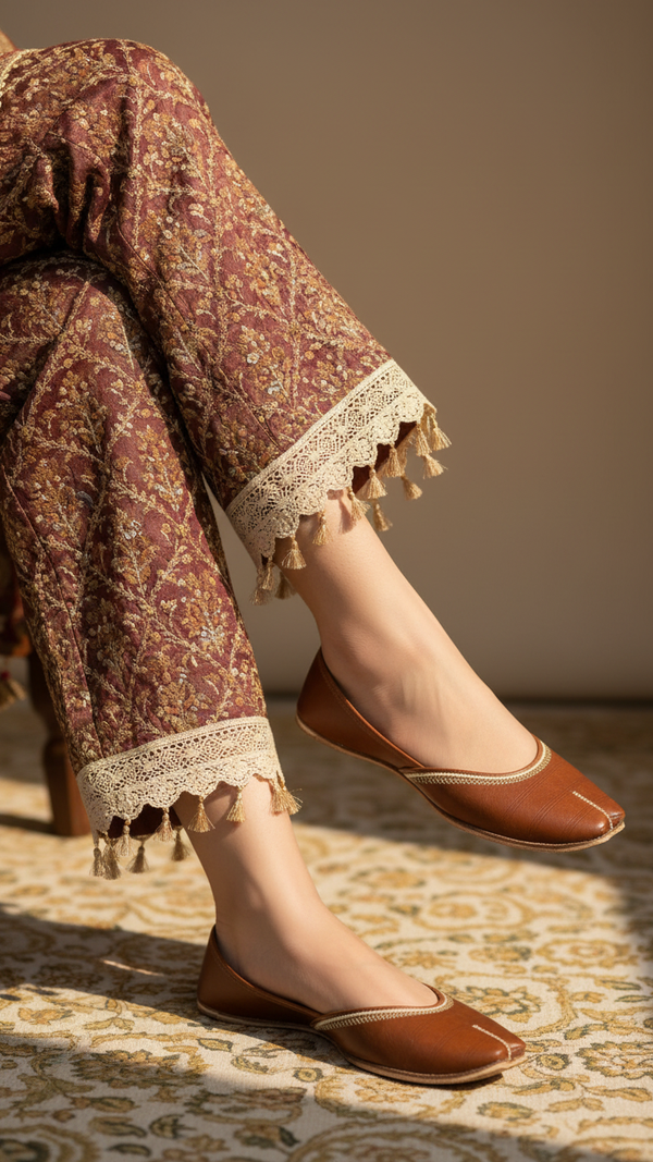 Mustard  Leather Khussa EC8657