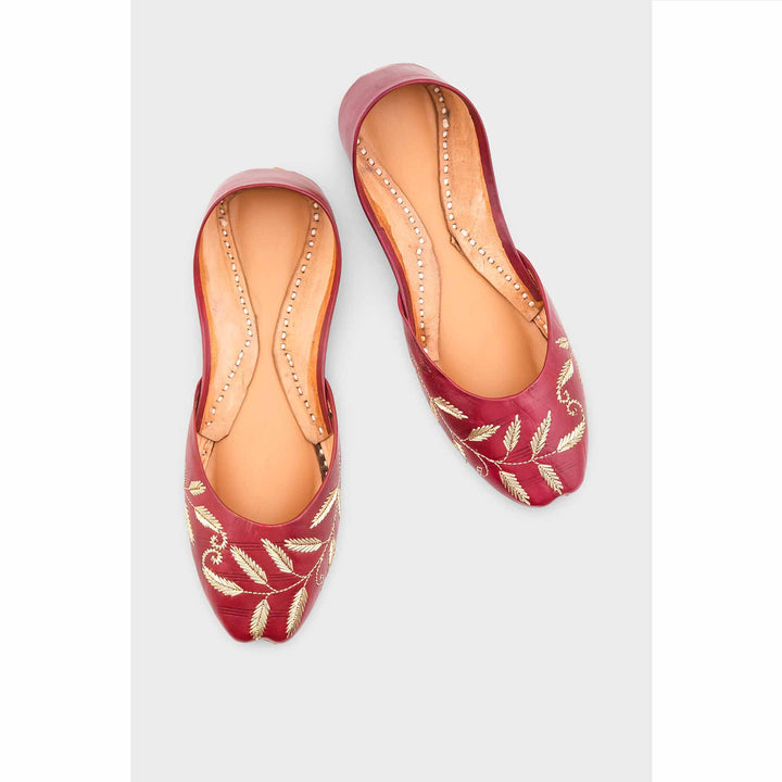 Maroon Leather Khussa EC8658