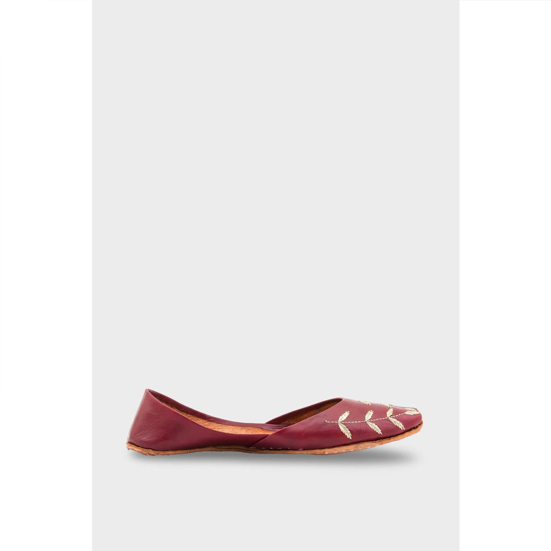 Maroon Leather Khussa EC8659