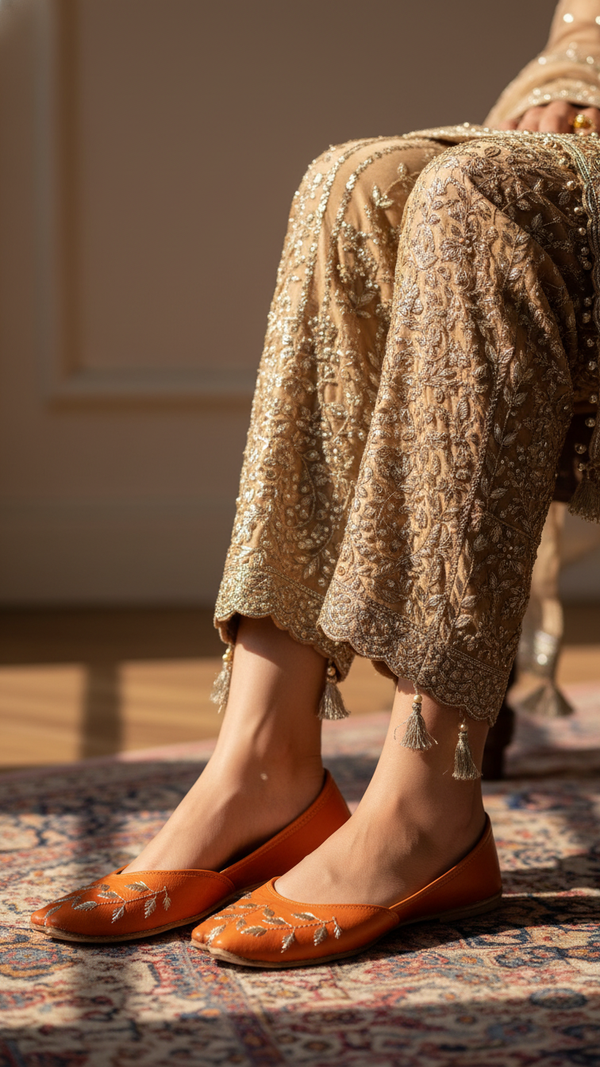 Orange Leather Khussa EC8659