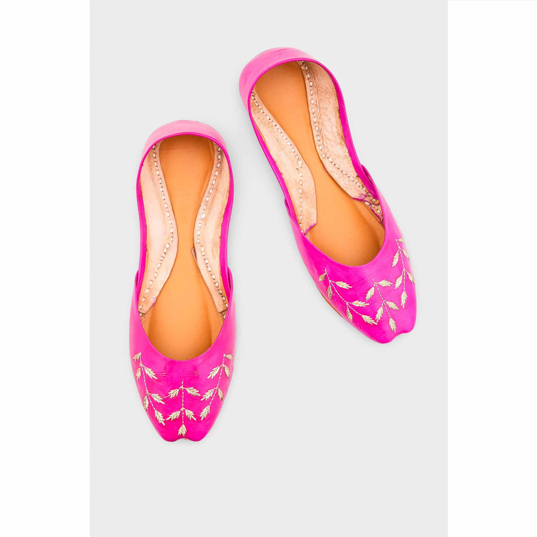 Sk Pink Leather Khussa EC8659