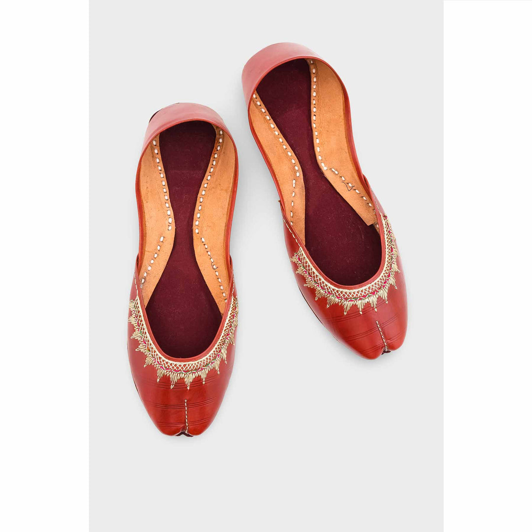 Maroon Leather Khussa EC8660