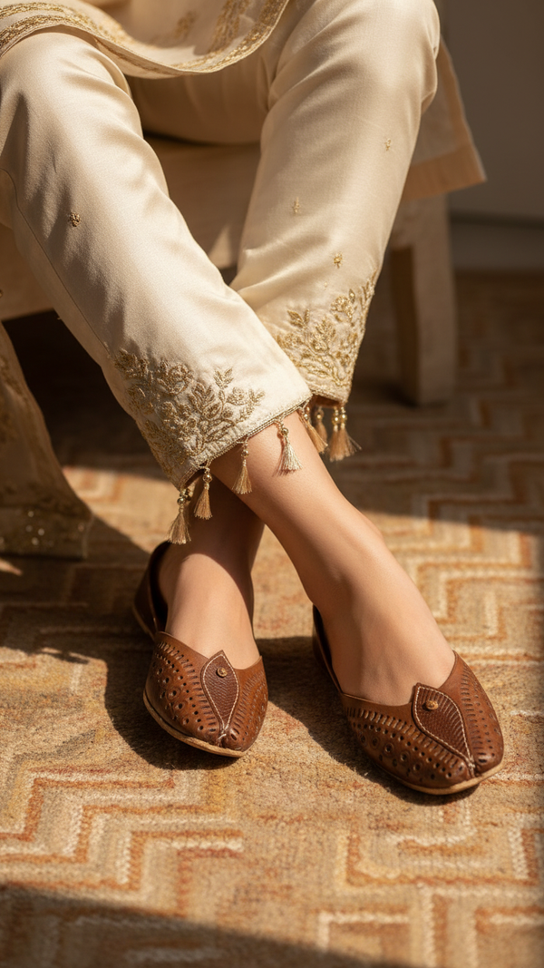 Brown Leather Khussa EC8666