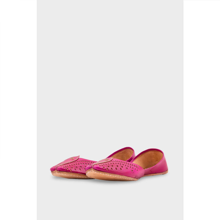 SK Pink Leather Khussa EC8666