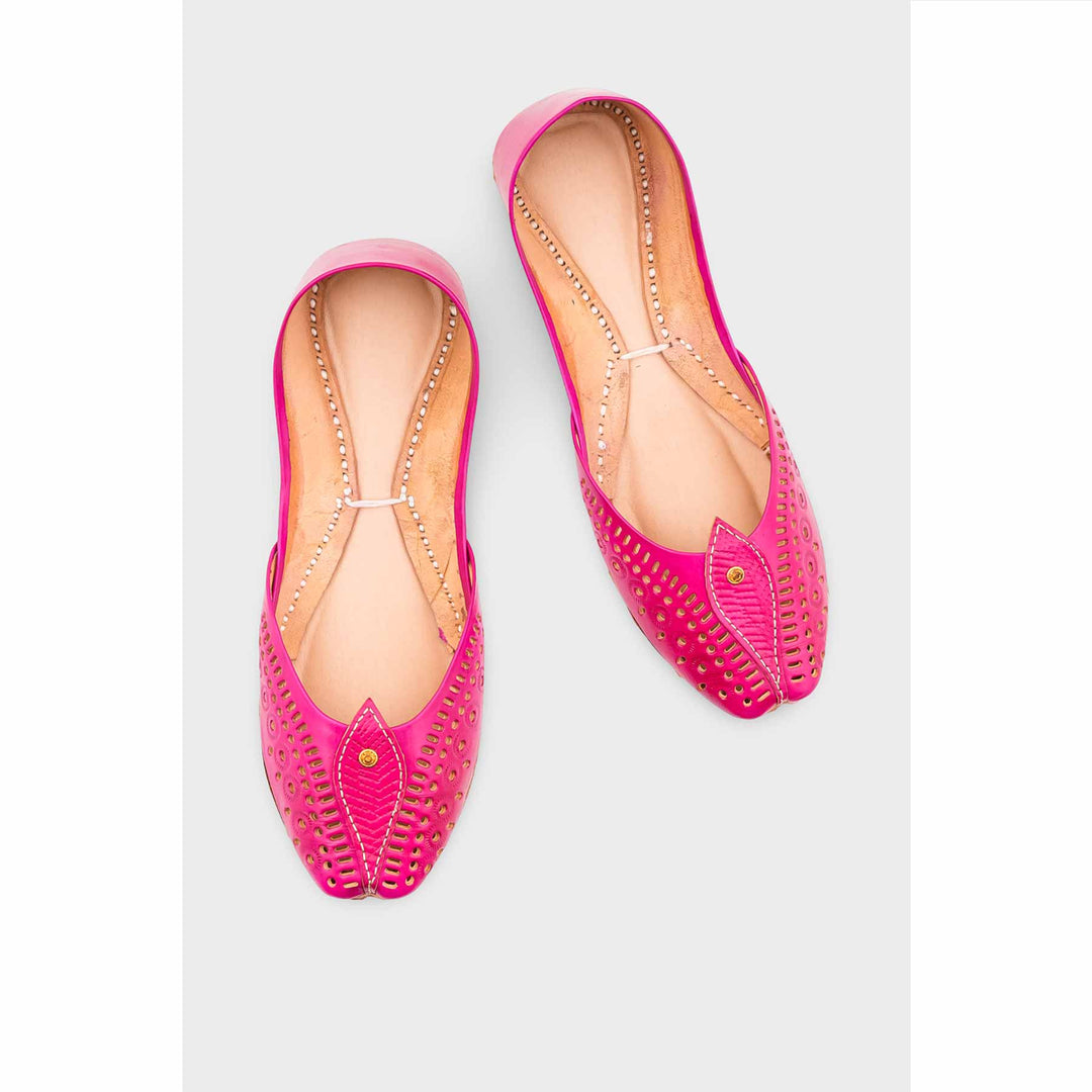 SK Pink Leather Khussa EC8666