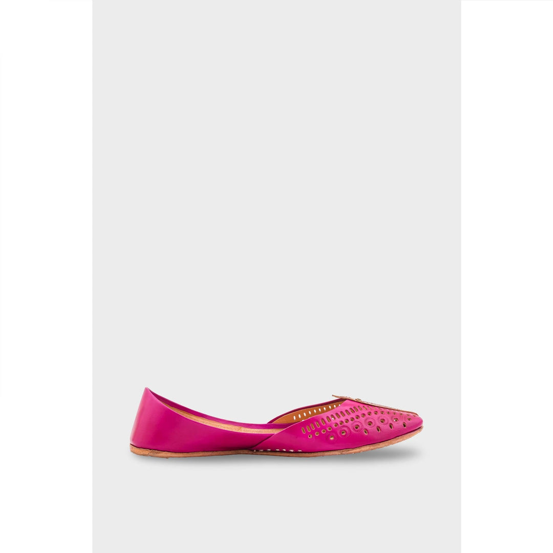 SK Pink Leather Khussa EC8666