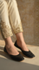 Black Leather Khussa For Women EC8680