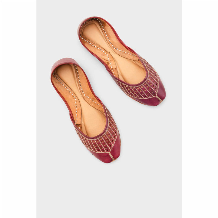 Maroon Leather Khussa For Women EC8681