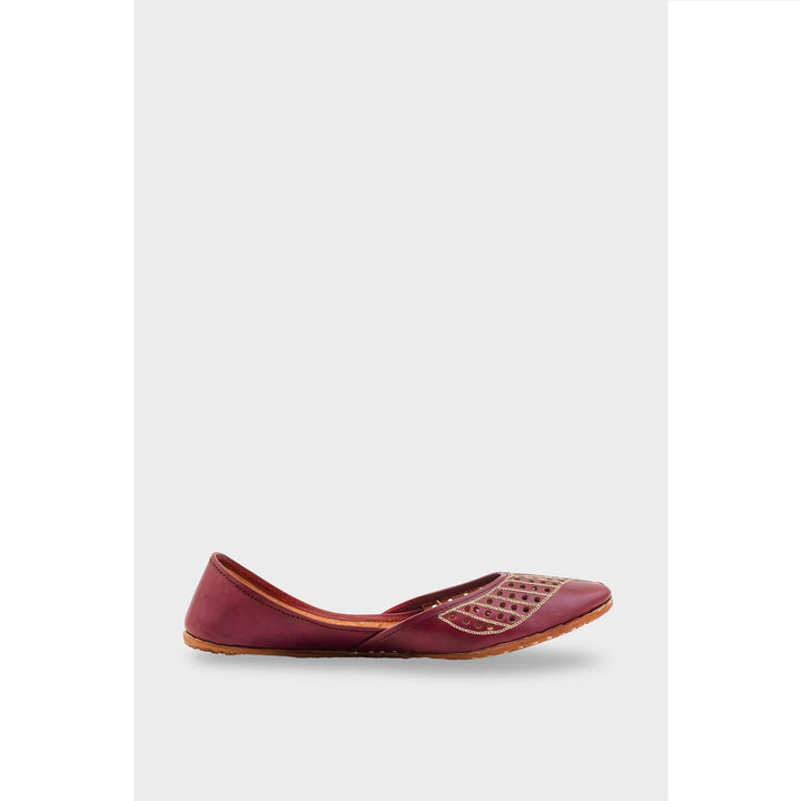 Maroon Leather Khussa For Women EC8681