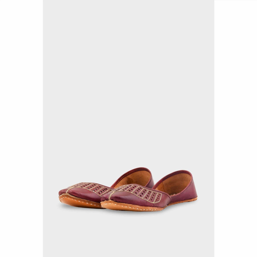 Maroon Leather Khussa For Women EC8681