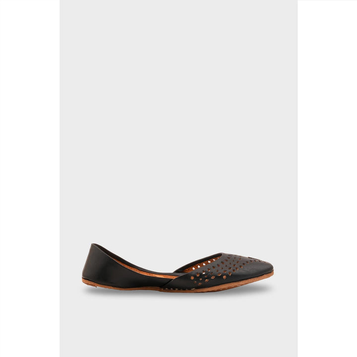 Black Leather Khussa For Women EC8694