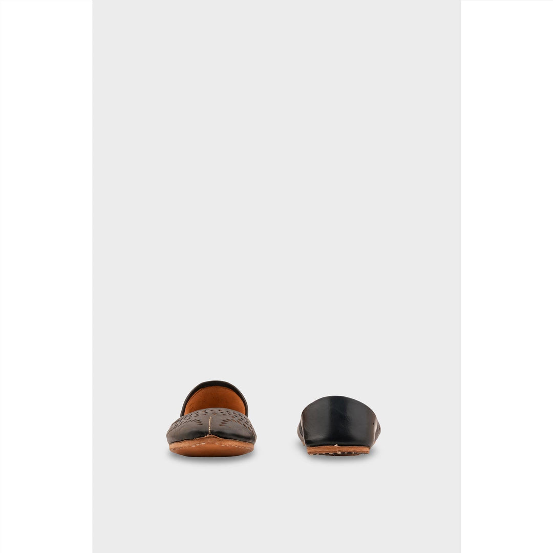 Black Leather Khussa For Women EC8694
