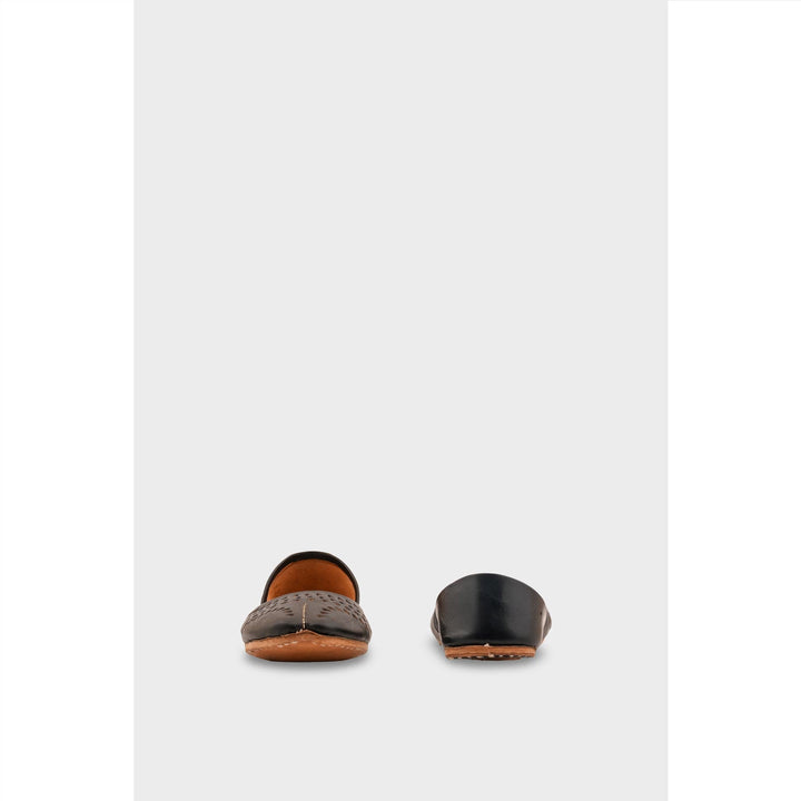 Black Leather Khussa For Women EC8694