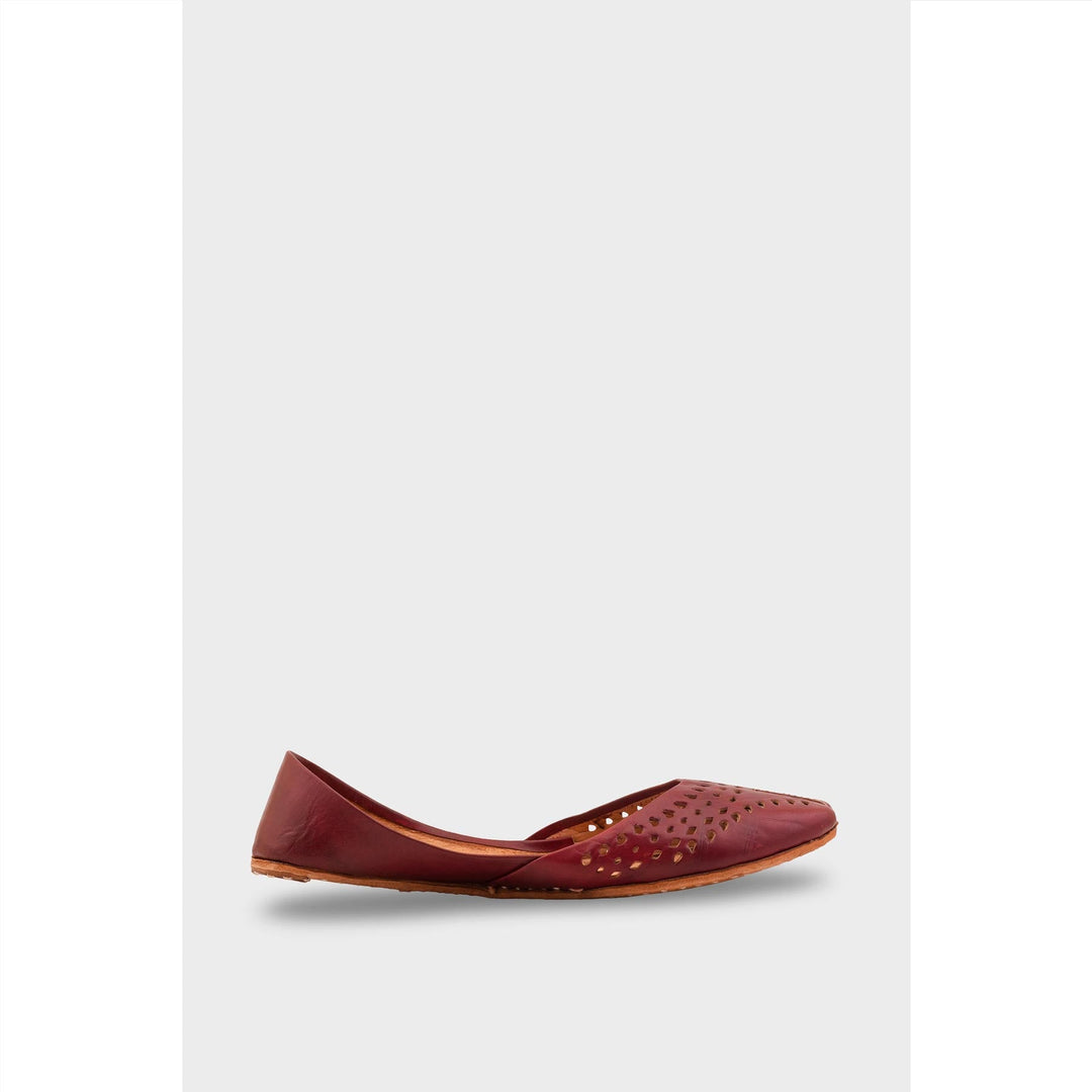 Maroon Leather Khussa For Women EC8694