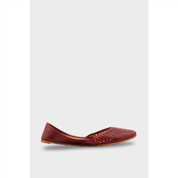 Maroon Leather Khussa For Women EC8694