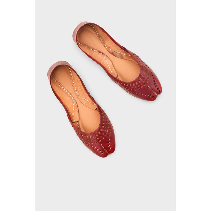 Maroon Leather Khussa For Women EC8694