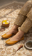 Mustard Leather Khussa For Women EC8694