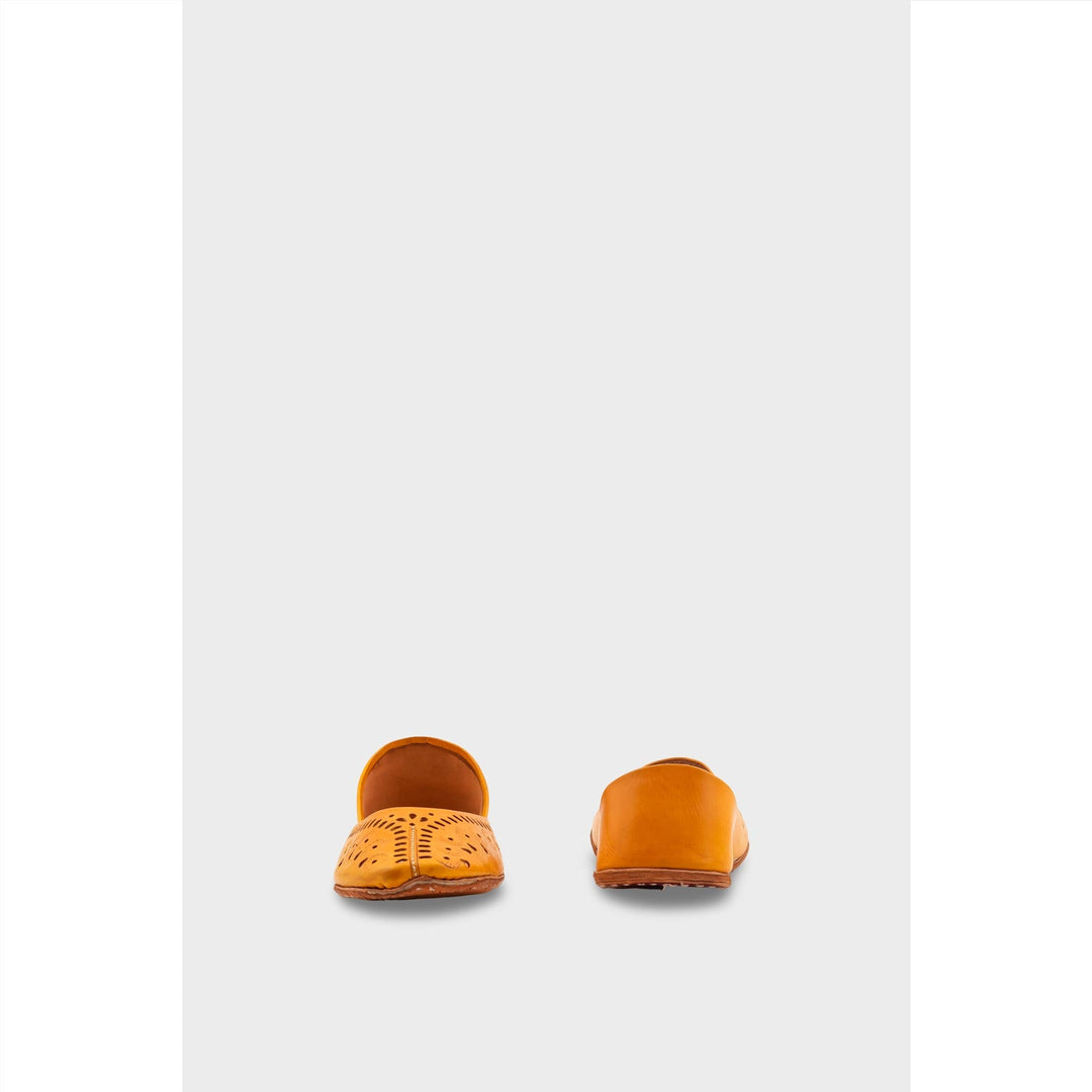 Mustard Leather Khussa For Women EC8694