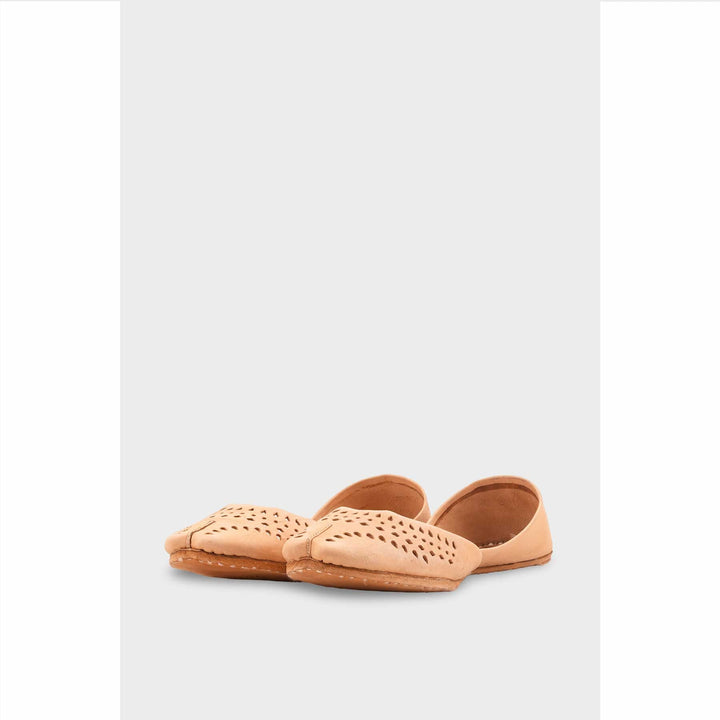 Beige Leather Khussa For Women EC8694