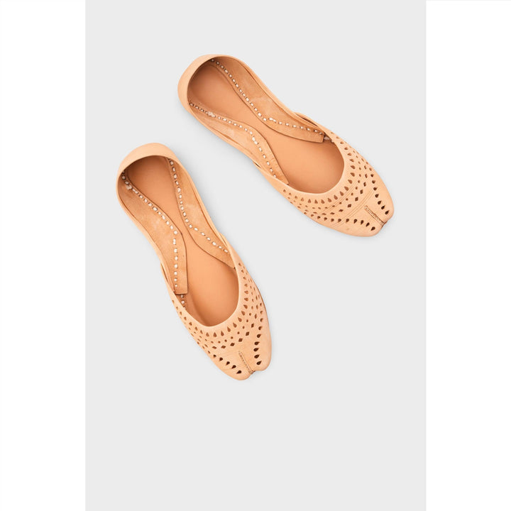 Beige Leather Khussa For Women EC8694