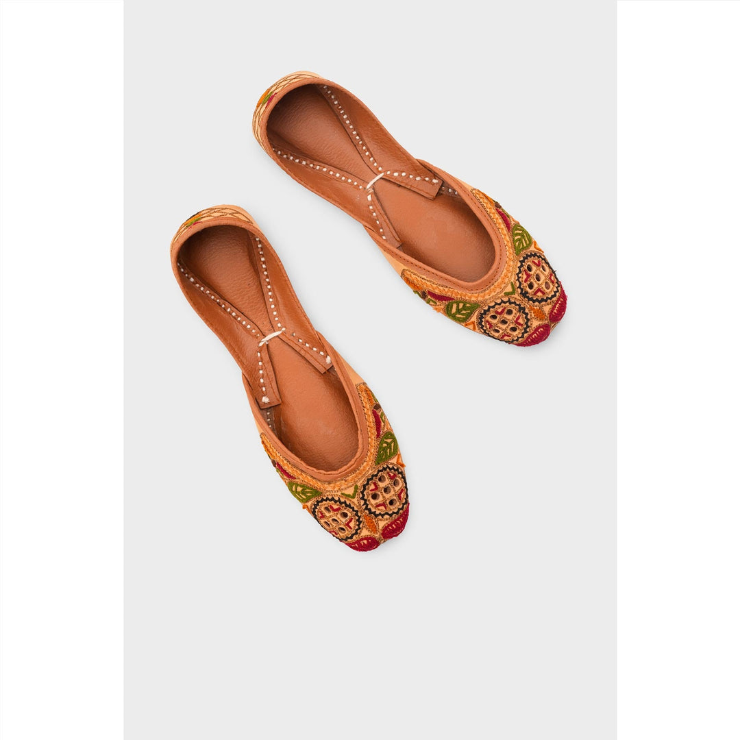 Beige Leather Khussa For Women EC8696