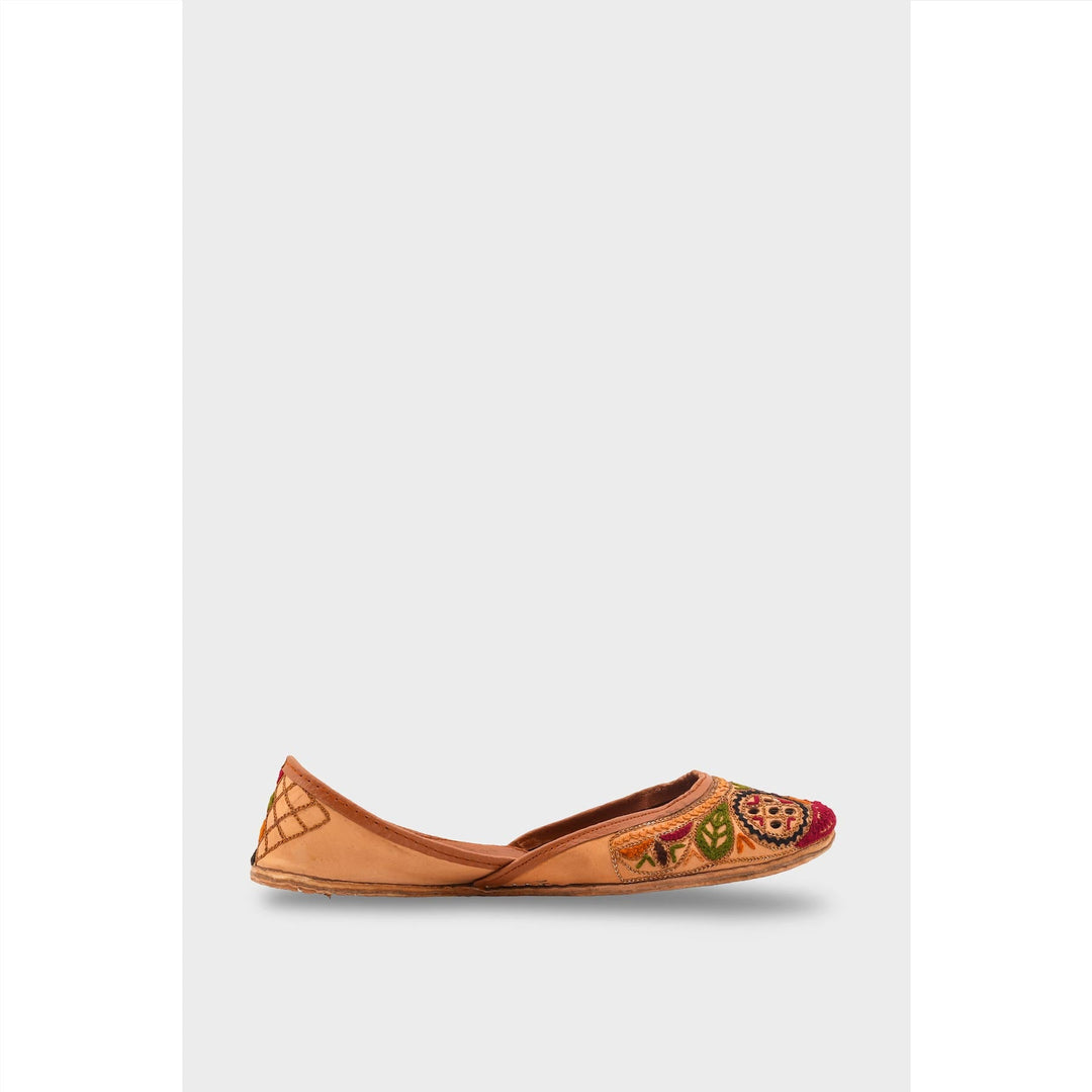 Beige Leather Khussa For Women EC8696