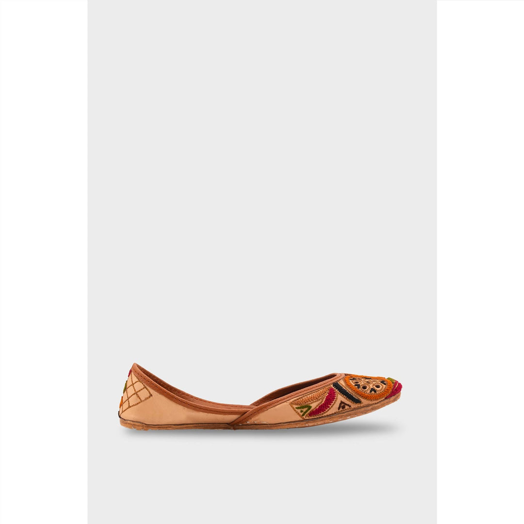 Beige Leather Khussa For Women EC8700