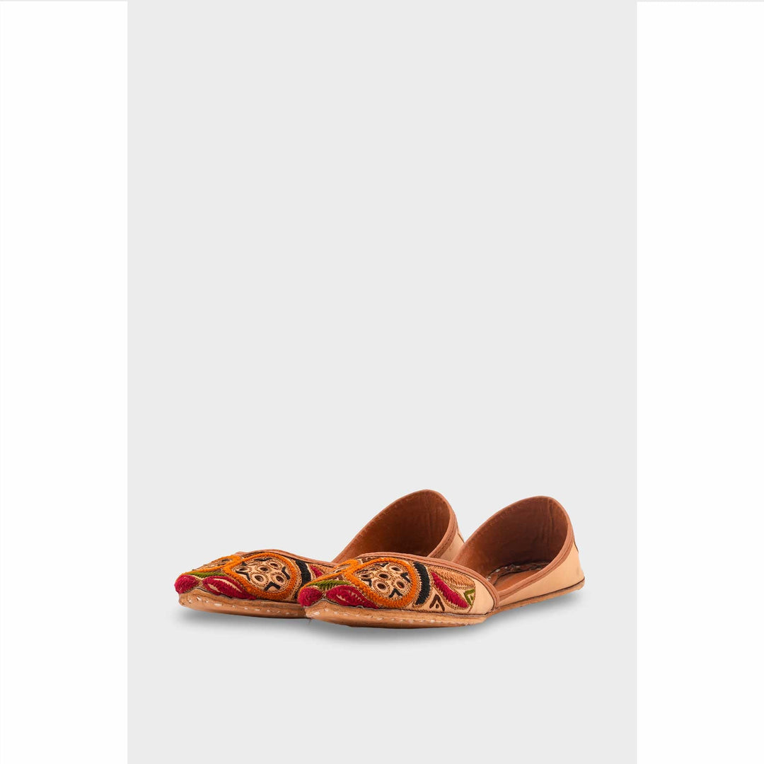 Beige Leather Khussa For Women EC8700