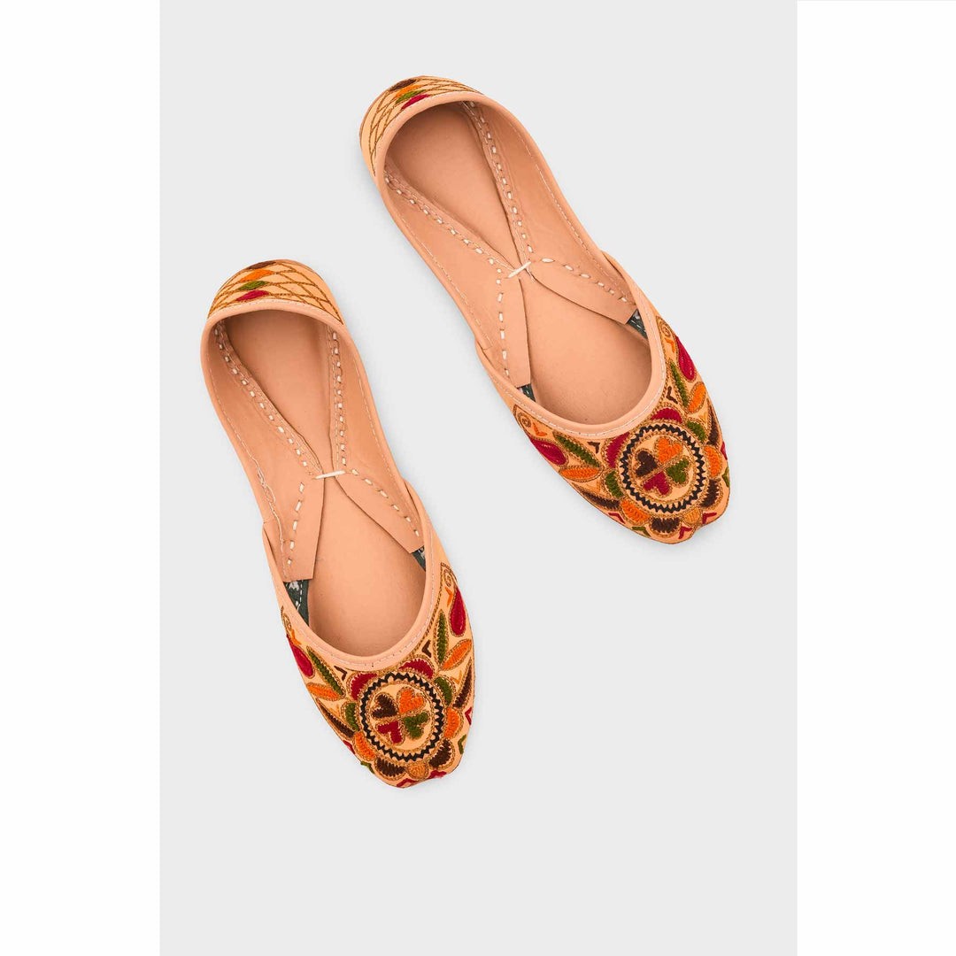 Beige Leather Khussa For Women EC8702