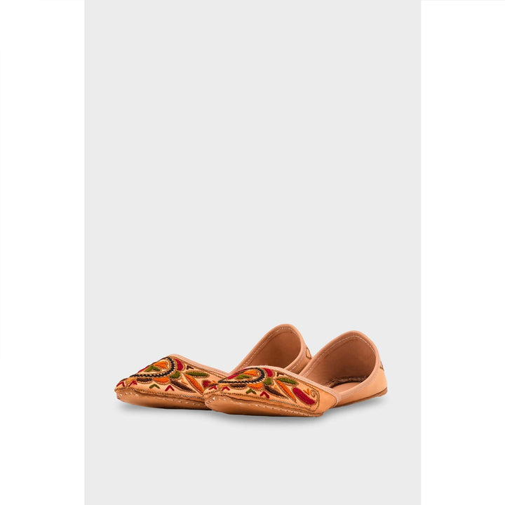 Beige Leather Khussa For Women EC8702