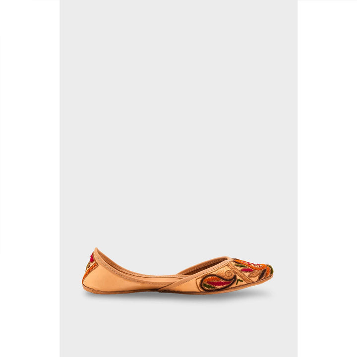Beige Leather Khussa For Women EC8704