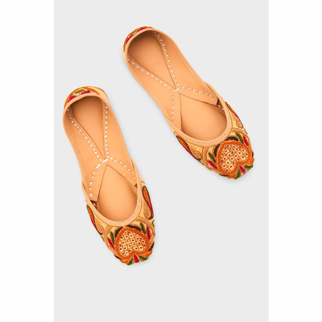 Beige Leather Khussa For Women EC8704