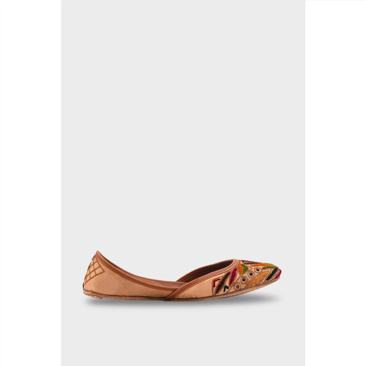 Beige Leather Khussa For Women EC8705