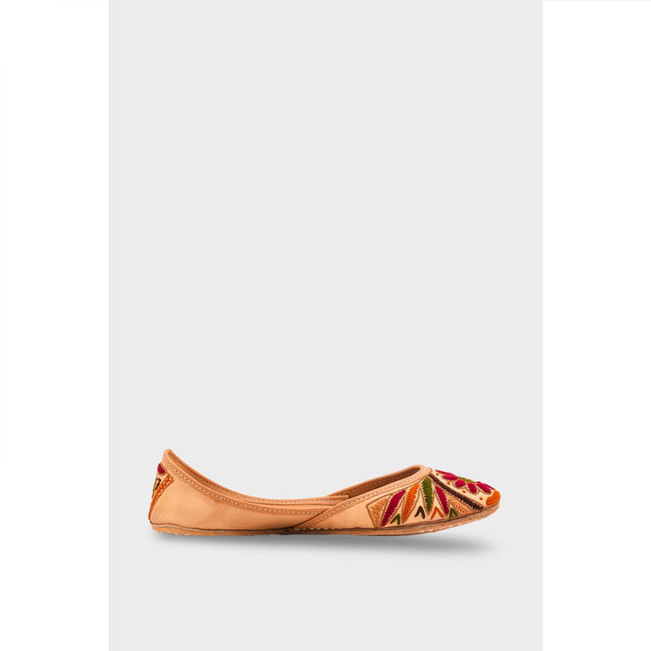 Beige Leather Khussa For Women EC8707