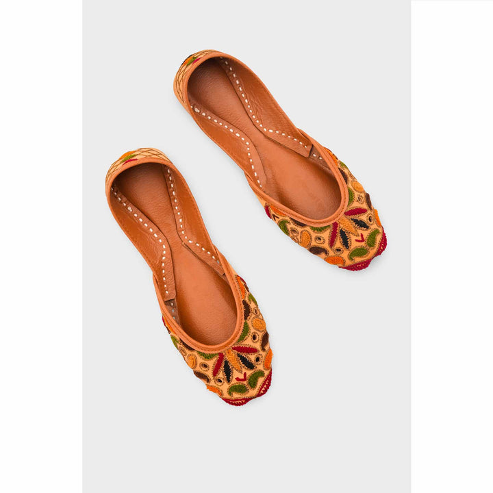 Beige Leather Khussa For Women EC8709