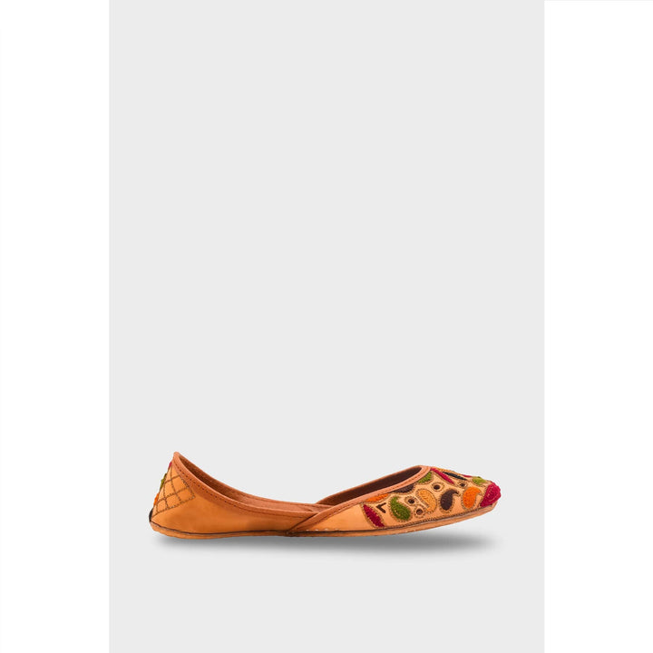 Beige Leather Khussa For Women EC8709