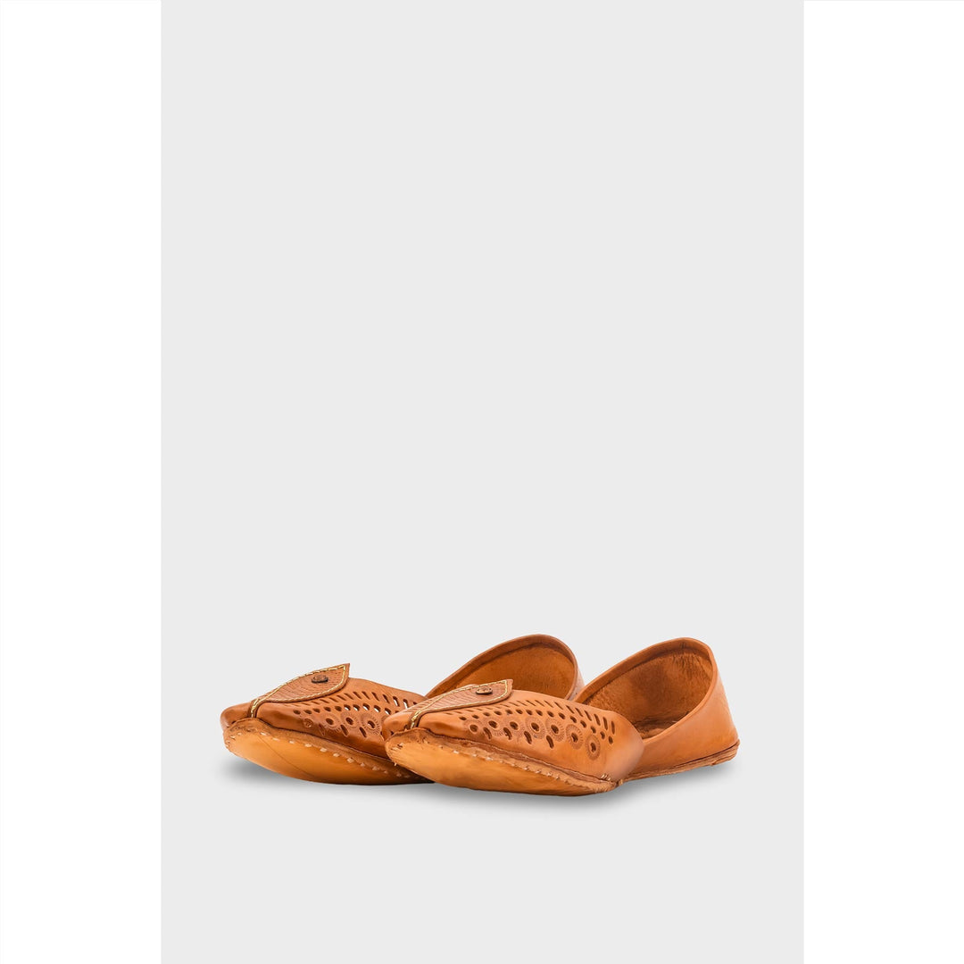 Mustard Leather Khussa For Women EC8710