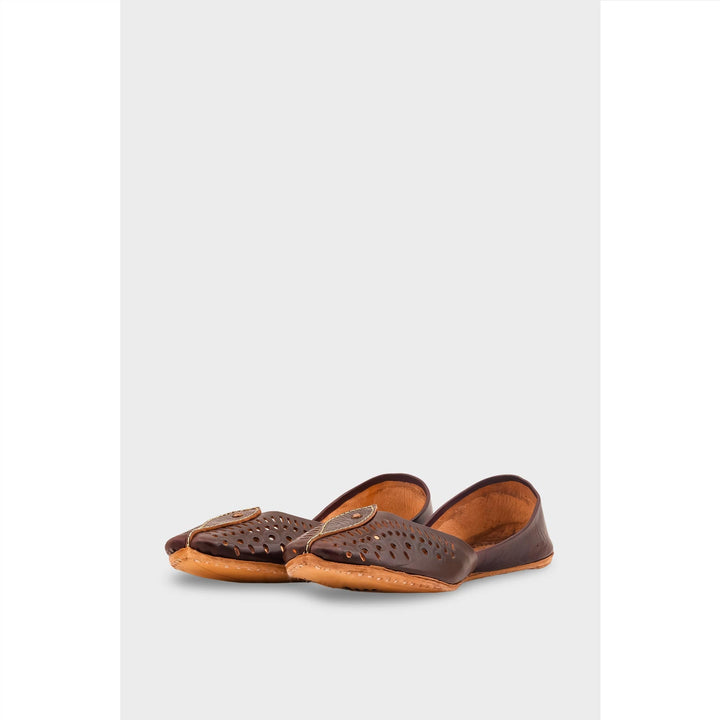 Coffee Leather Khussa For Women EC8710