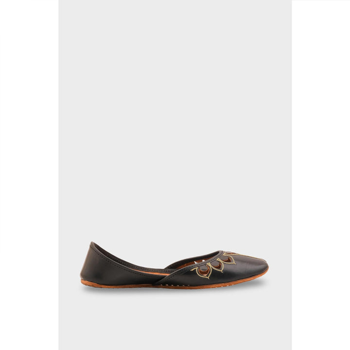 Black Leather Khussa For Women EC8711