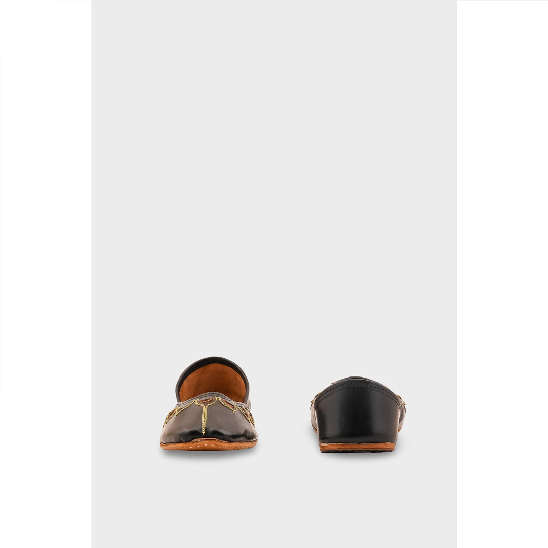 Black Leather Khussa For Women EC8711