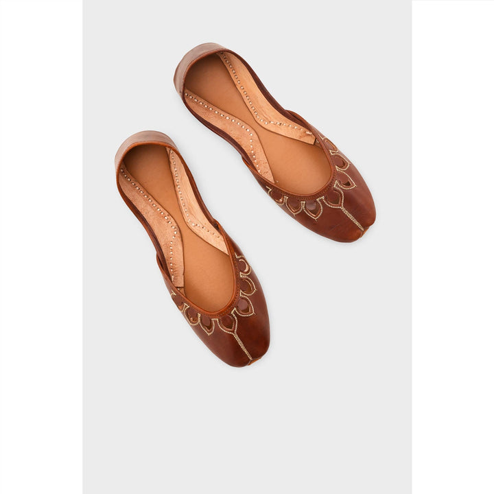 Brown Leather Khussa For Women EC8711