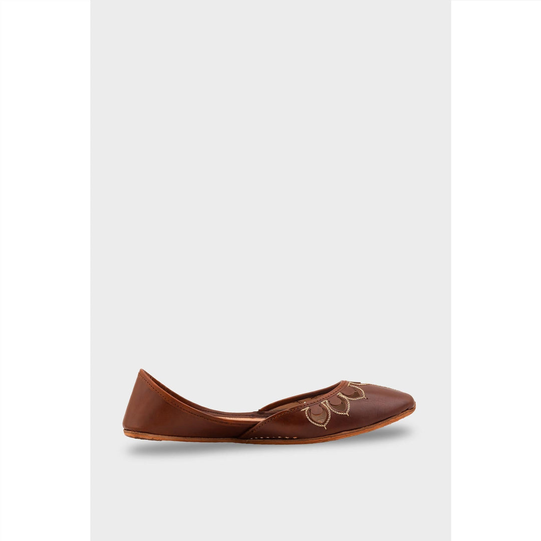 Brown Leather Khussa For Women EC8711