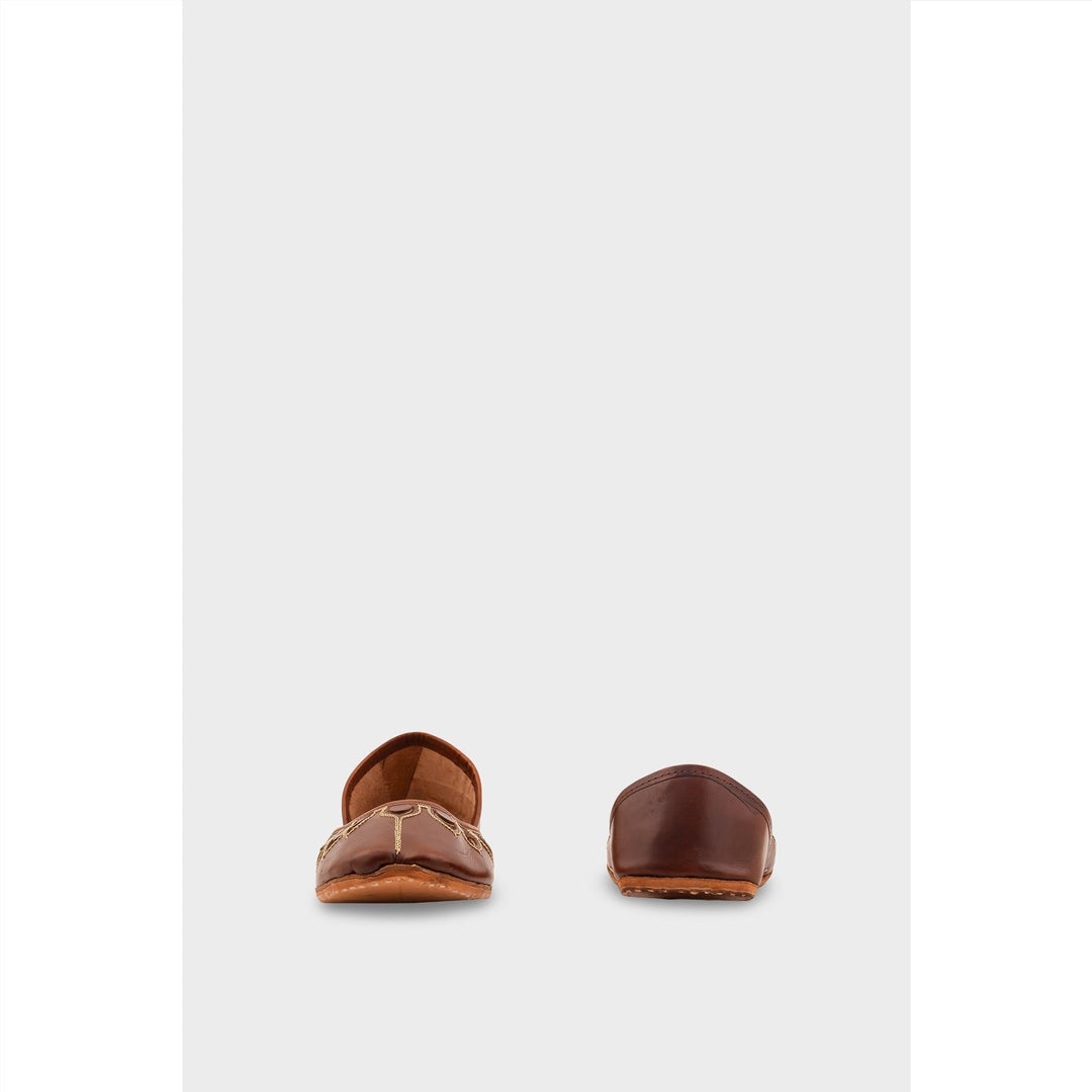 Brown Leather Khussa For Women EC8711