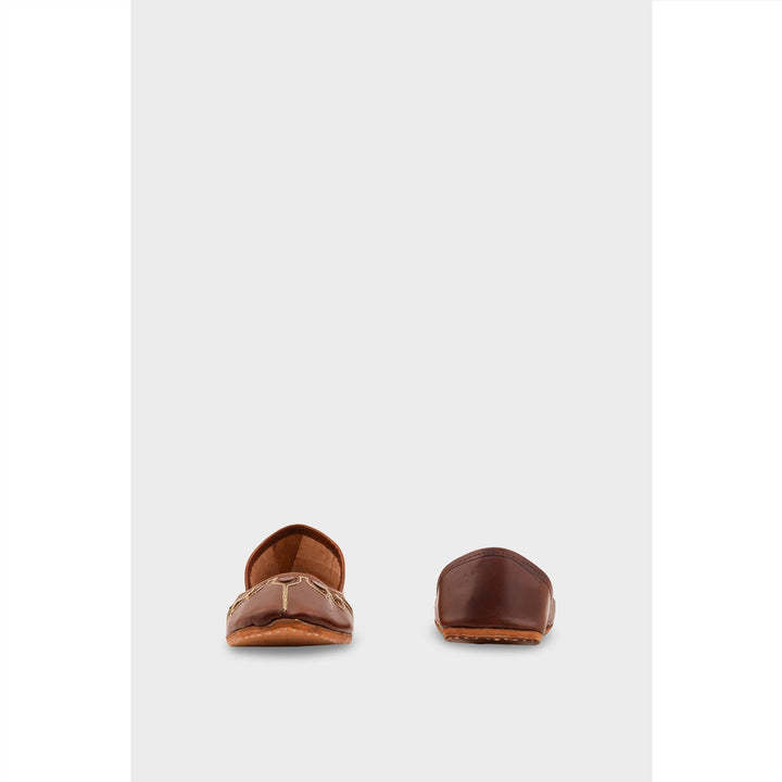 Brown Leather Khussa For Women EC8711