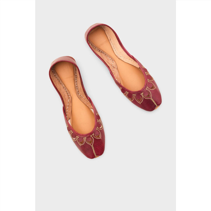 Maroon Leather Khussa For Women EC8711