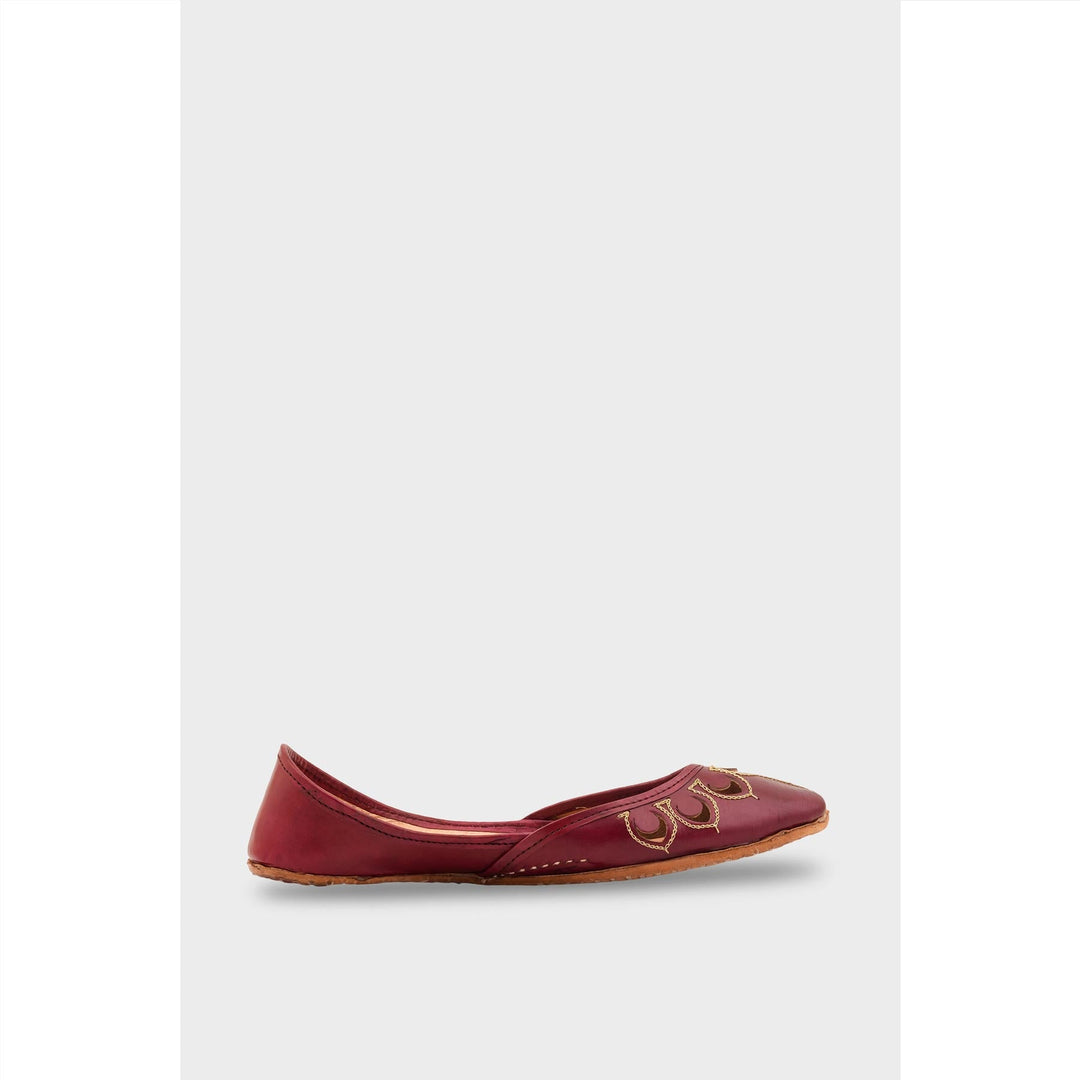 Maroon Leather Khussa For Women EC8711