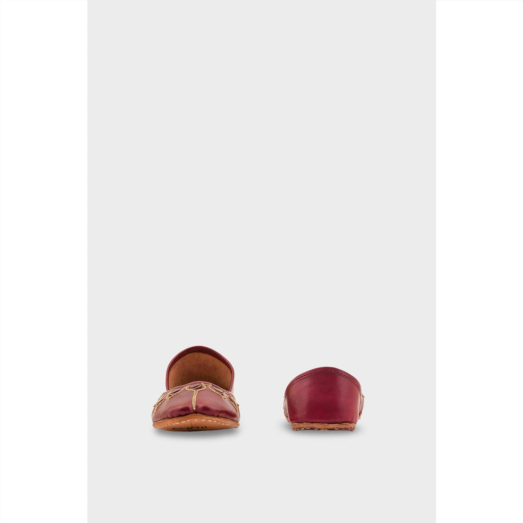 Maroon Leather Khussa For Women EC8711