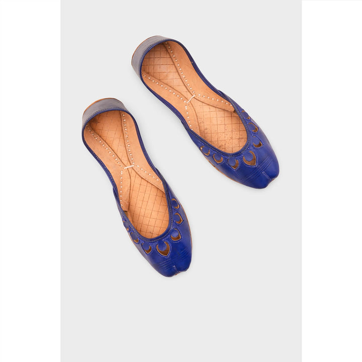 Blue Leather Khussa For Women EC8711