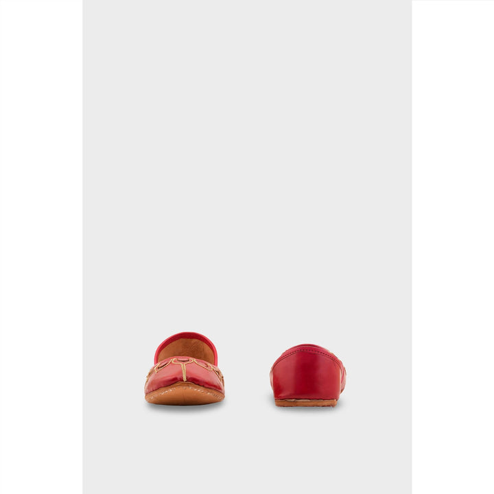 Red Leather Khussa For Women EC8711