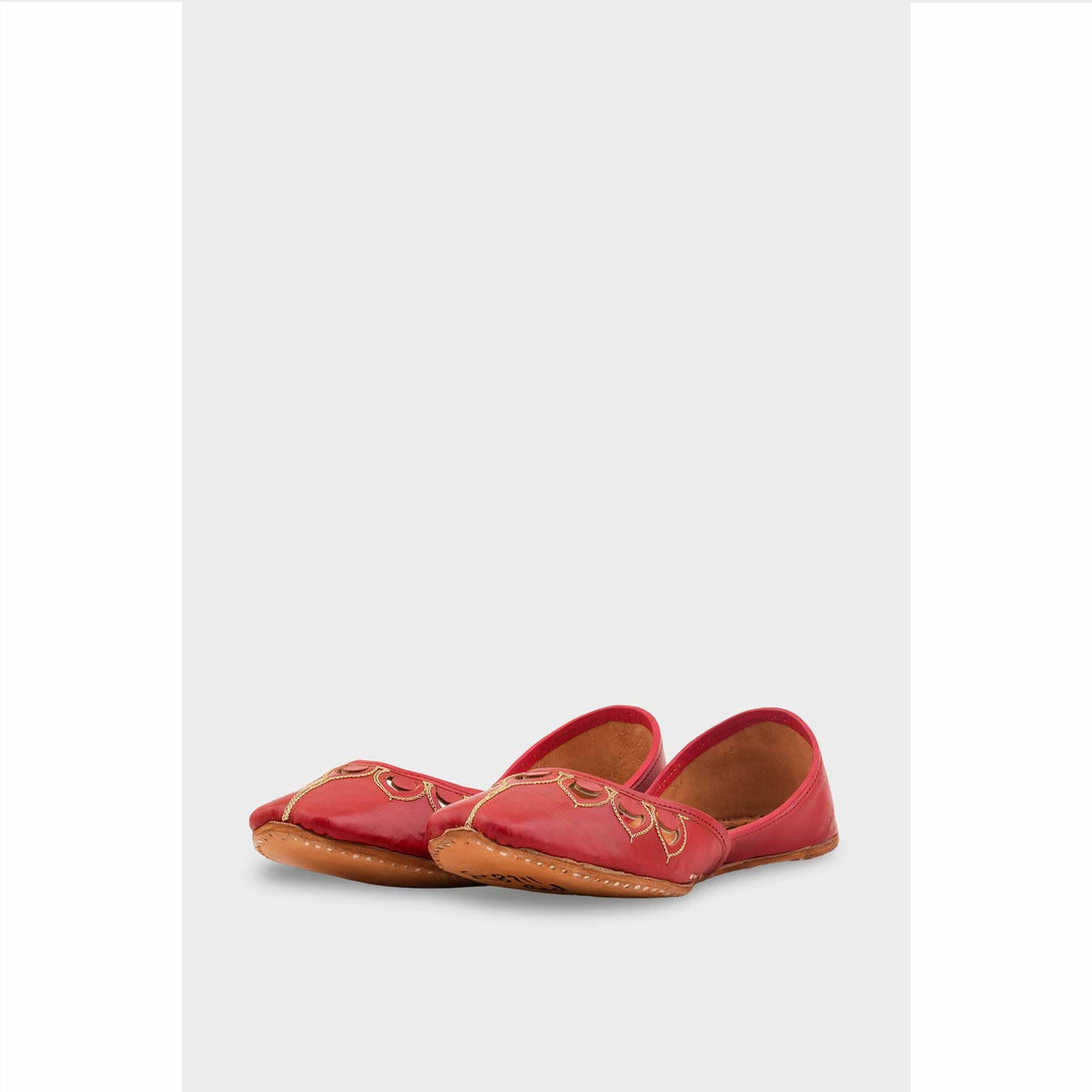 Red Leather Khussa For Women EC8711